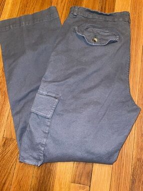 Jachs Men's Slate Blue Cargo Pants with Pocket Flap. 36X30.